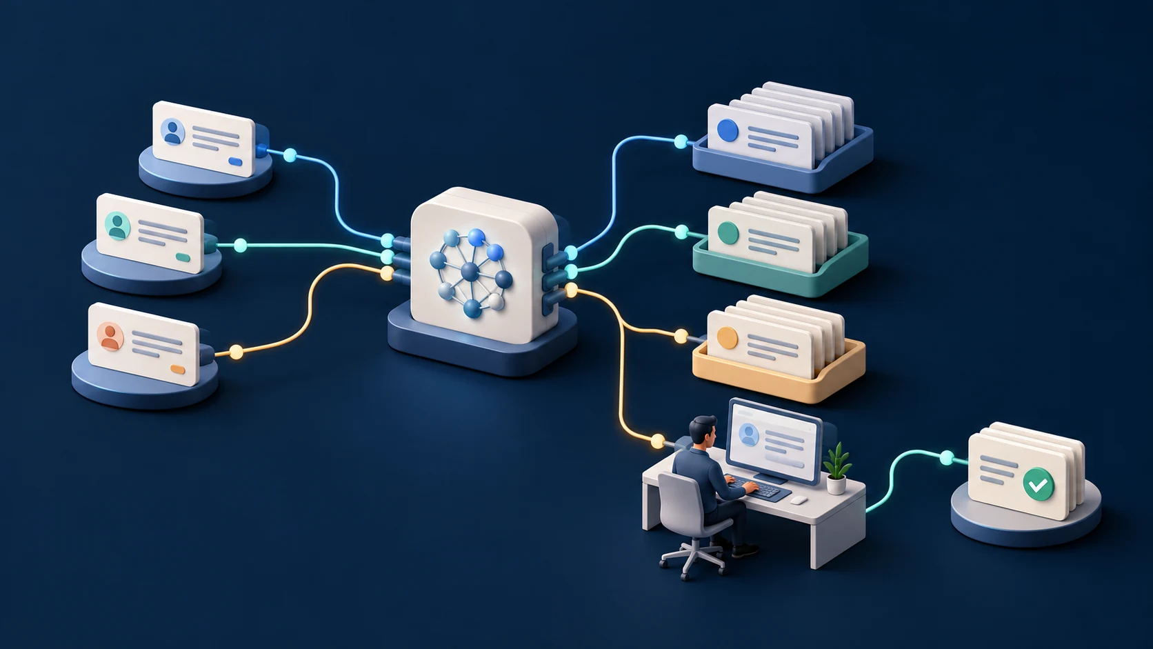 AI-assisted routing of support requests through organized queues and human review