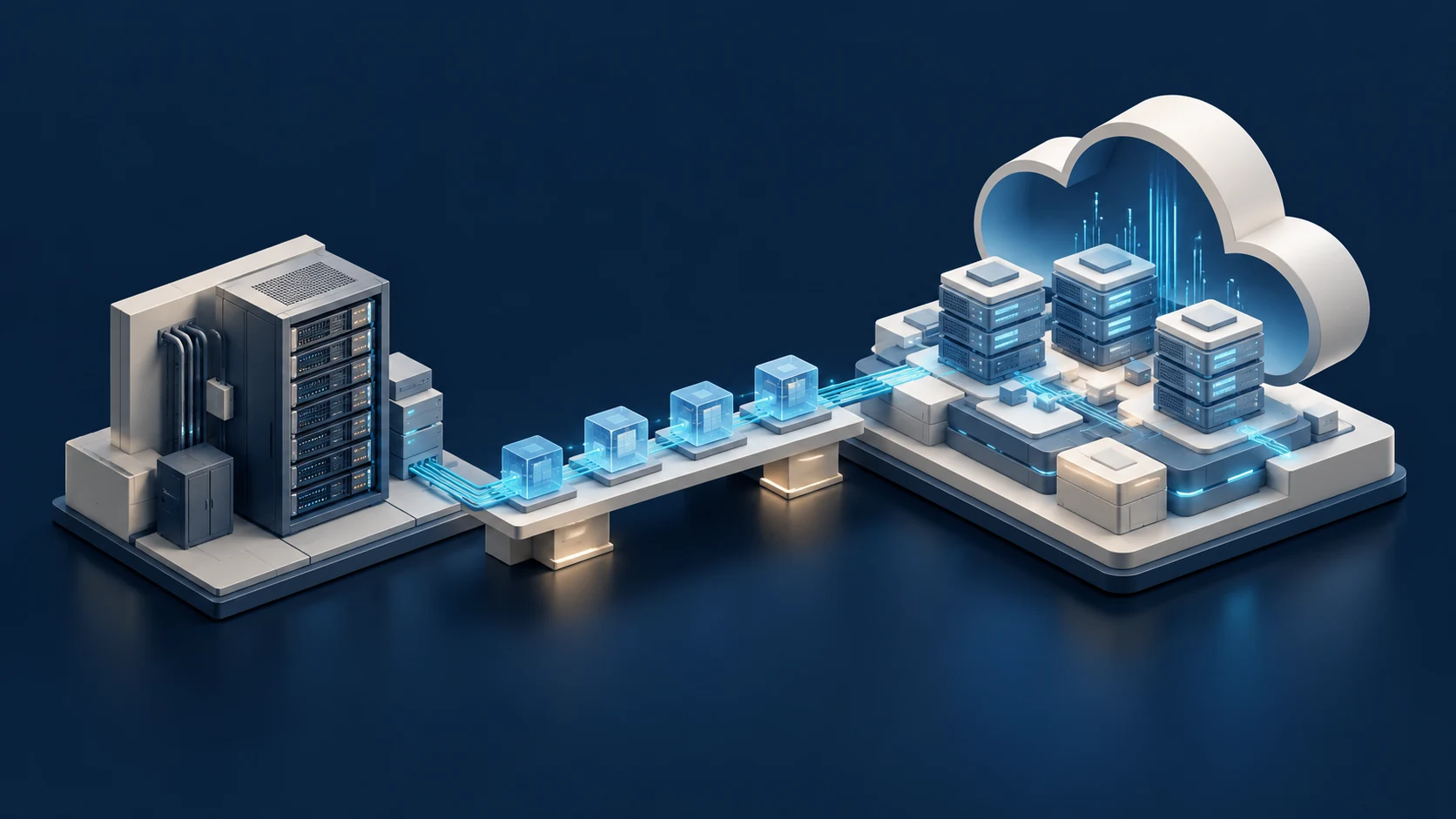 A staged migration from local server infrastructure to a connected cloud platform